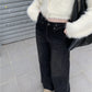 CGA0775-81B 高腰闊腿牛仔褲女美式復古高街寬鬆直筒褲長褲