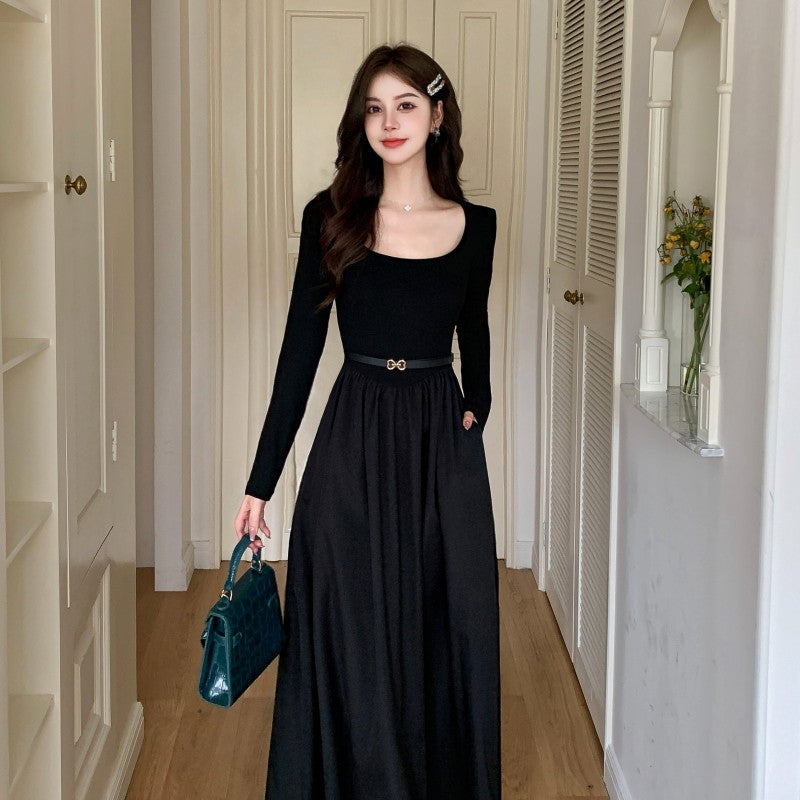 📺︎︎ CGBMD1112-41B 圓領春季圓領顯瘦連衣裙+配皮帶