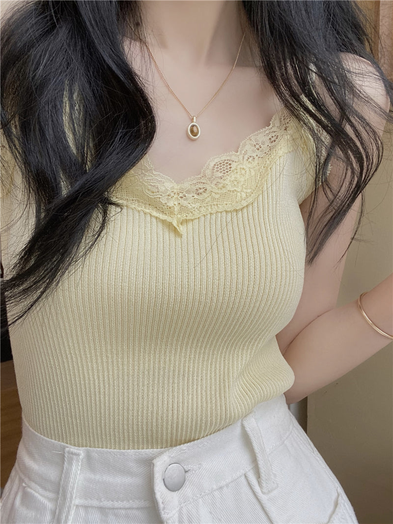 CGF80006-71B 春夏蕾絲內搭吊帶背心+防嗮衫(6色)