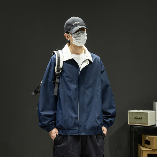 CBCMD9115-1B 衝鋒衣外套寬鬆休閒翻領夾克春秋工裝登山服(4色)