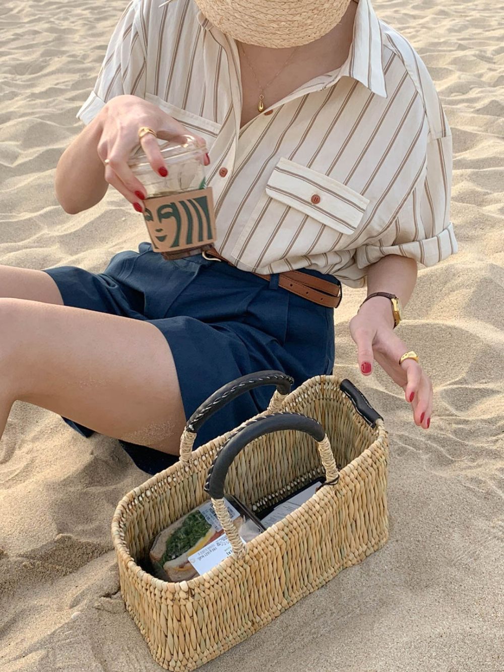 CGE11885-17B 基礎百搭款簡約條紋短袖襯衫(2色)