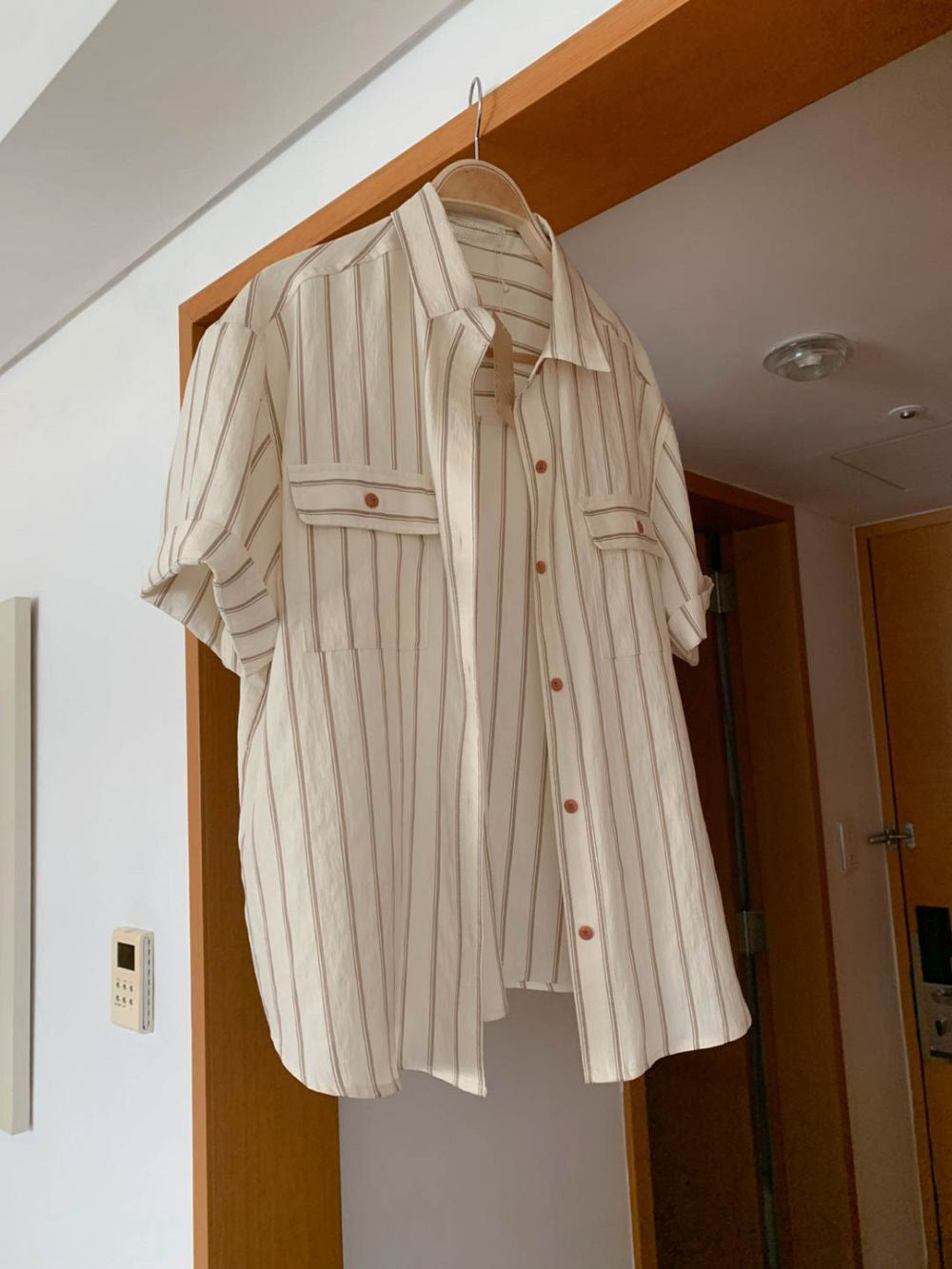 CGE11885-17B 基礎百搭款簡約條紋短袖襯衫(2色)