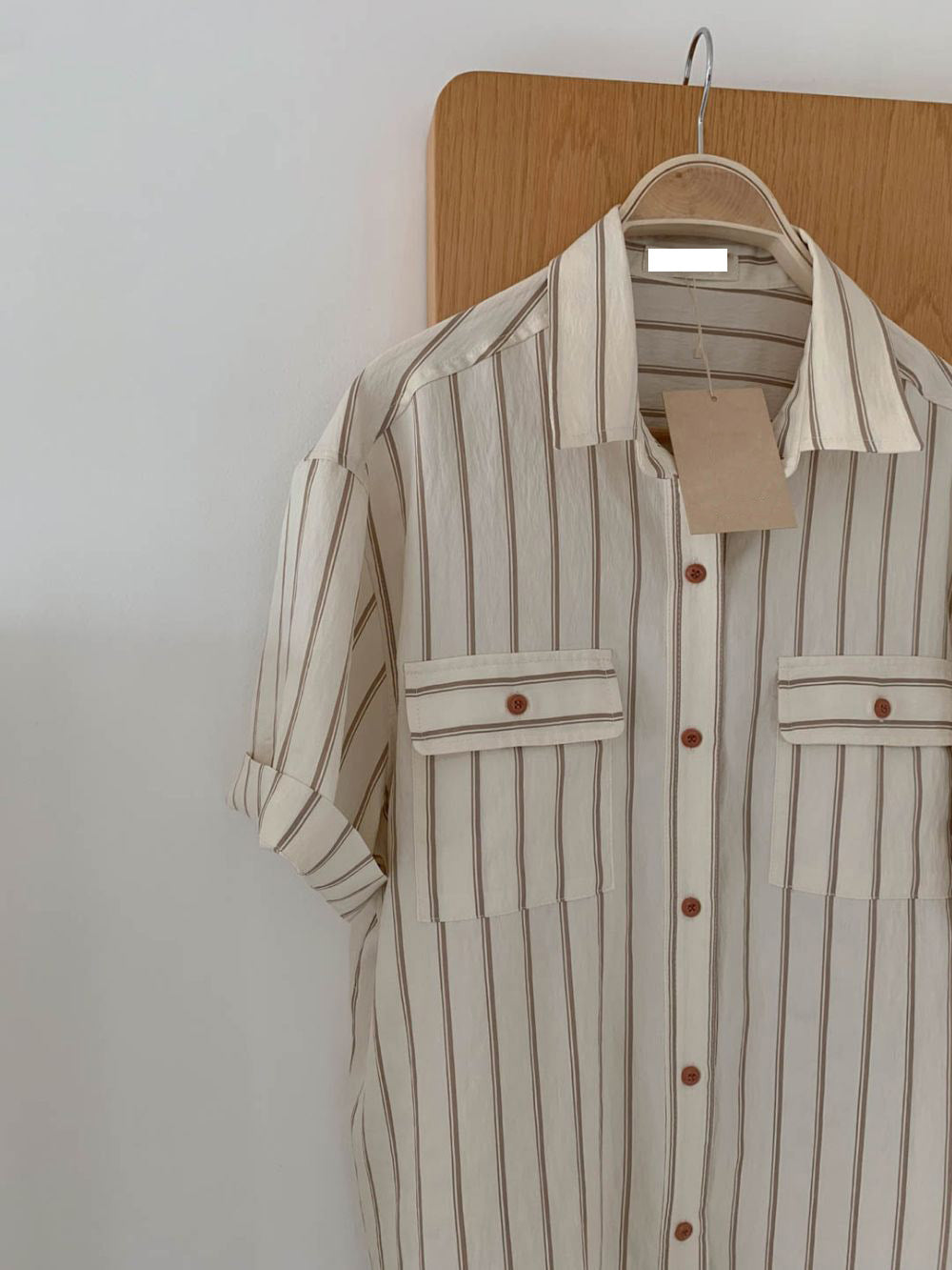 CGE11885-17B 基礎百搭款簡約條紋短袖襯衫(2色)