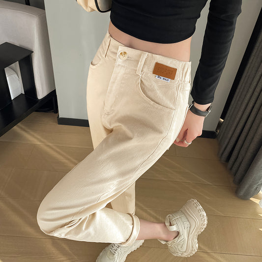 📺︎︎ CGA9219-34B 窄版直筒仿牛仔褲早秋季高腰休閒哈倫烟管褲(4色)