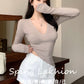 CGD30002-36H 修身V領顯瘦短款長袖T恤內搭打底衫(4色)