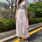 CGB1903-36H 小清新甜美碎花連衣裙夏季V領長裙泡泡袖韓國chic(2色)