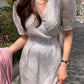 CGB1903-36H 小清新甜美碎花連衣裙夏季V領長裙泡泡袖韓國chic(2色)