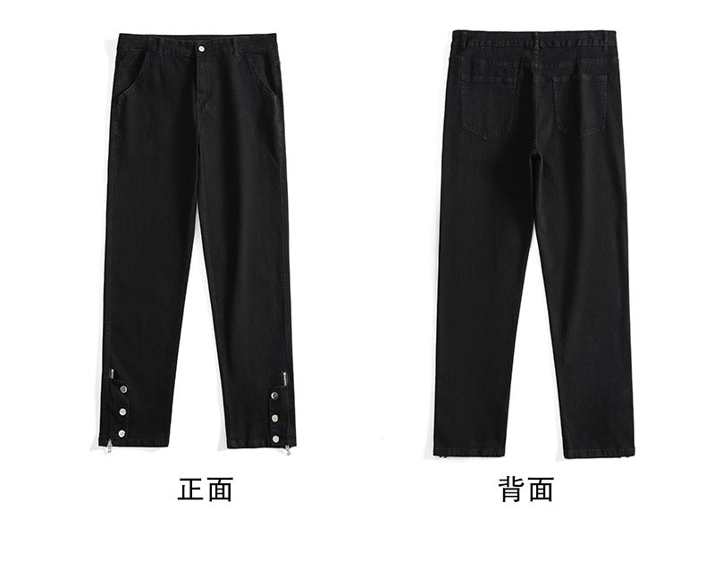 CBAYD786-703-1B 復古機能潮牌拉鍊彈性男直筒港風牛仔長褲(3色)