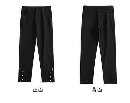 CBAYD786-703-1B 復古機能潮牌拉鍊彈性男直筒港風牛仔長褲(3色)