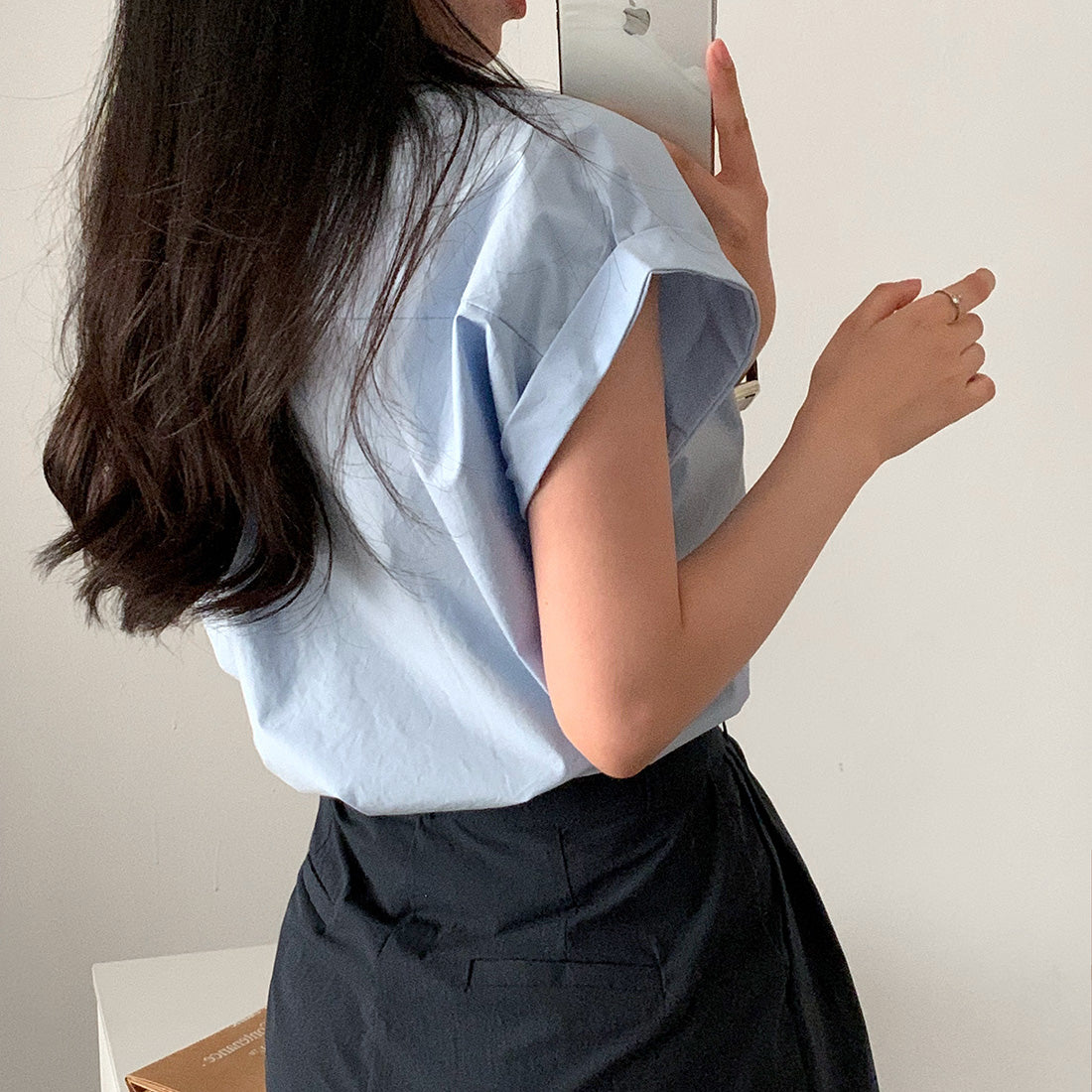 CGE3760-47B 極簡休閒經典百搭卷袖設計襯衫上衣(2色)