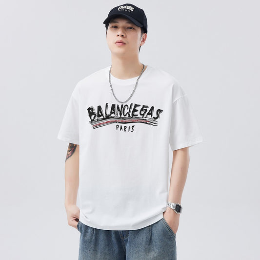 CBE1103-65B 夏季冰感圓領短袖寬鬆百搭品質印花T恤(3色)