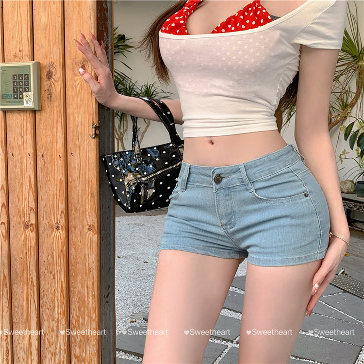 CGSE8-0826-81B 美臀低腰短褲修身牛仔褲(4色)