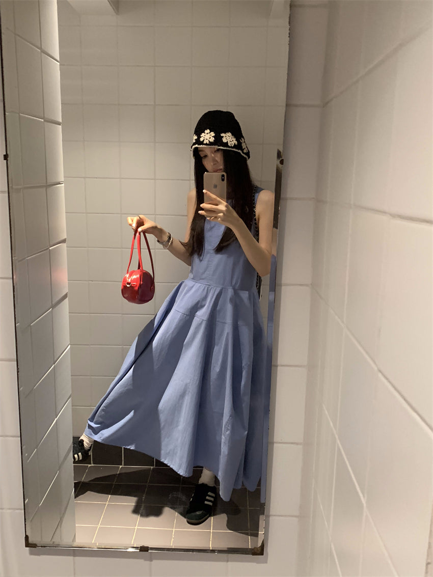 CGB9115-120B 復古設計感繭型無袖長款背心連衣裙