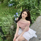CGE6699-9B 夏季一字肩純欲修身短款甜辣修身顯瘦短款上衣(6色)