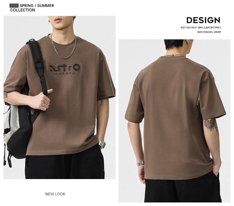CBEBG2370-65B 夏季短袖T恤圓領寬鬆百搭簡約刺繡(4色)
