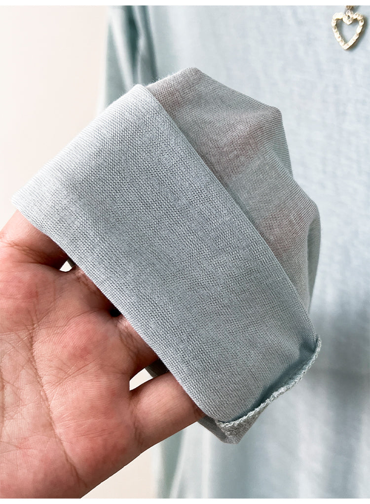 CGD07175-3-42B 夏季開叉露肩防曬寬鬆薄款長袖T恤(2色)