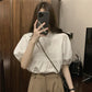 CGE1495-5B 氣質短袖上衣女小眾設計感白色泡泡袖襯衫