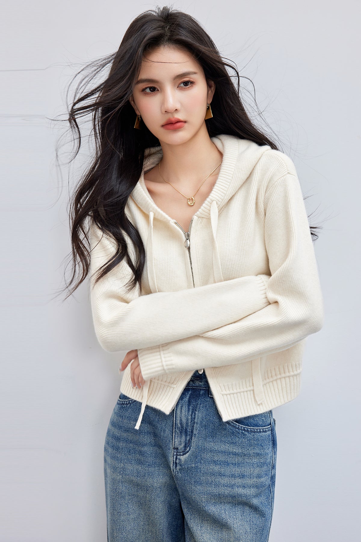 CGC0274-17B 抗起球毛秋款連帽針織外套