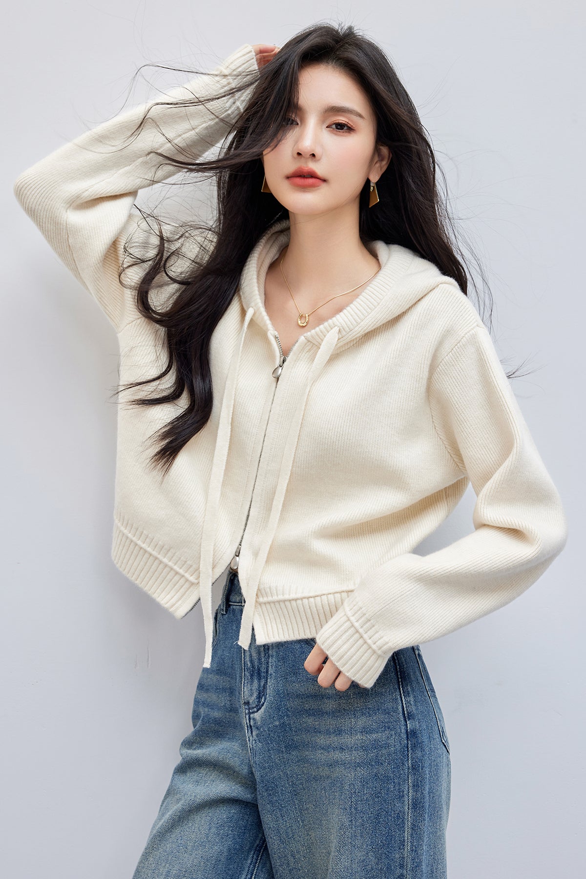 CGC0274-17B 抗起球毛秋款連帽針織外套