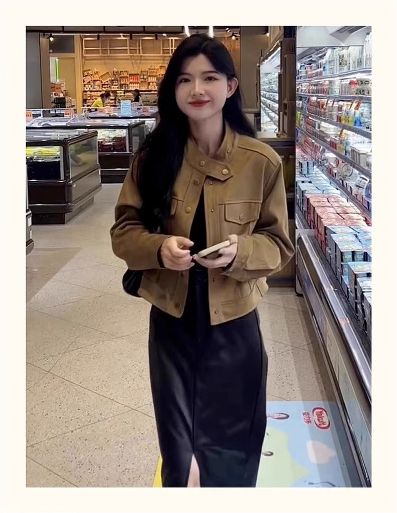 CGCA5301-8B 春秋風皮衣夾克麂皮短外套