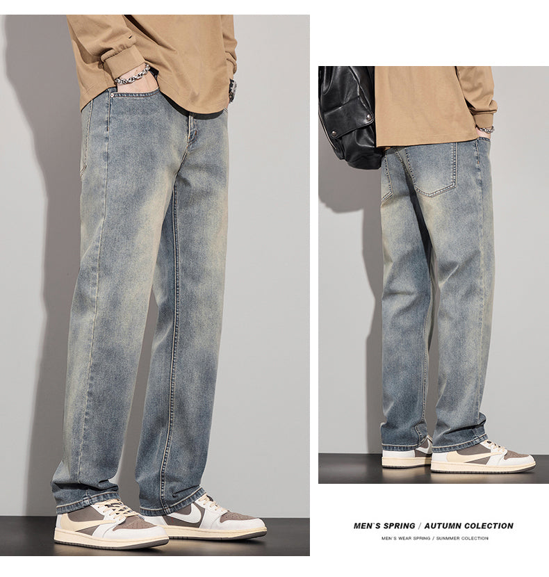 CBAJD270-65B  秋冬寬鬆哈倫微錐小直筒高街懷舊彈力牛仔褲