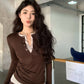 CGD7033-48B 秋季亨利領柔軟天絲羊毛打底衫上衣女修身假兩件長袖T恤(3色)