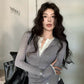 CGD7033-48B 秋季亨利領柔軟天絲羊毛打底衫上衣女修身假兩件長袖T恤(3色)