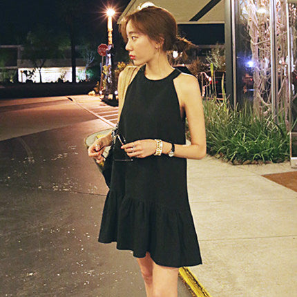 CGB150-40B 掛脖裙夏小香風無袖連衣裙(2色)