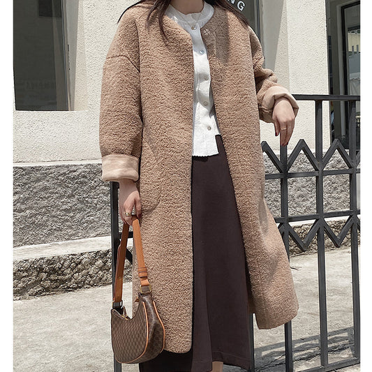 CGC0728-38B 基礎款秋冬純色簡約百搭休閒羊羔毛外套(2色)