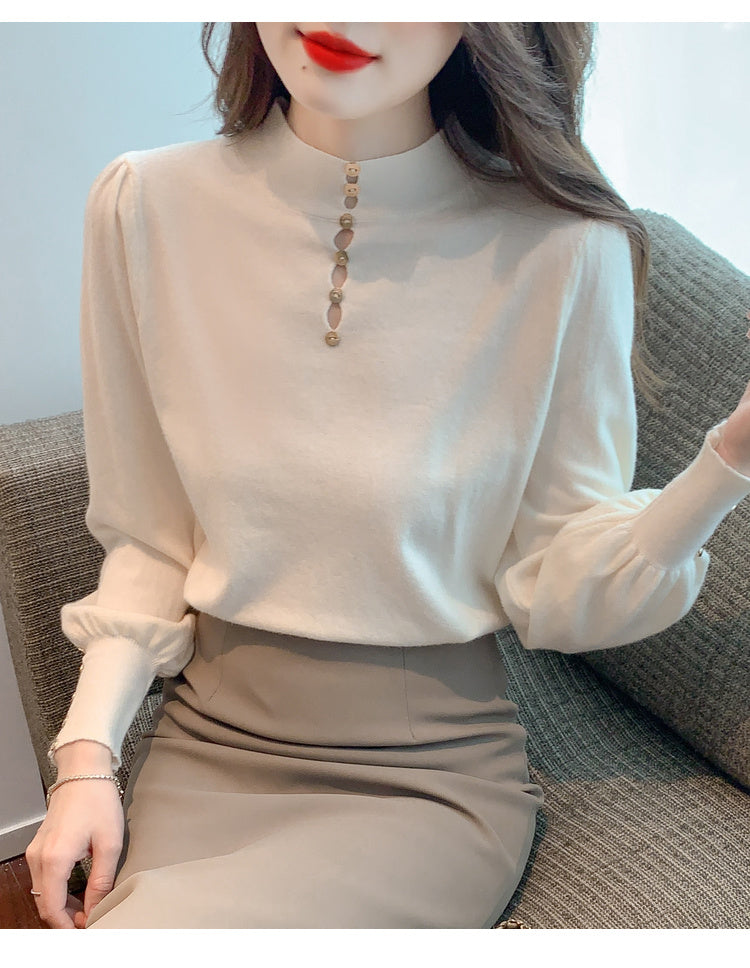 CGD8258-13B 秋冬季中領針織燈籠袖上衣(3色)