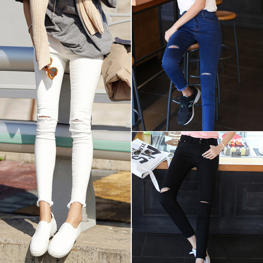 📺︎︎ CGA258-36H 膝蓋破洞九分小脚牛仔褲(2色)