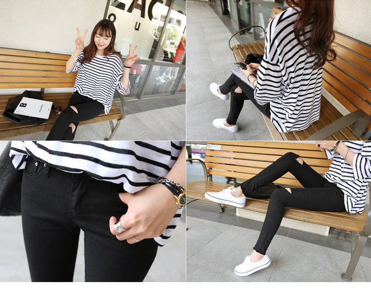 📺︎︎ CGA258-36H 膝蓋破洞九分小脚牛仔褲(2色)