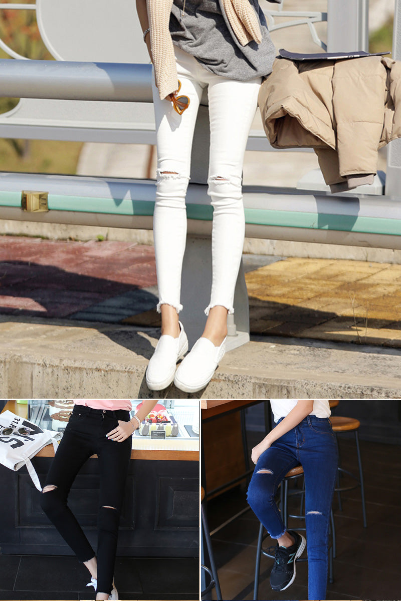 📺︎︎ CGA258-36H 膝蓋破洞九分小脚牛仔褲(2色)