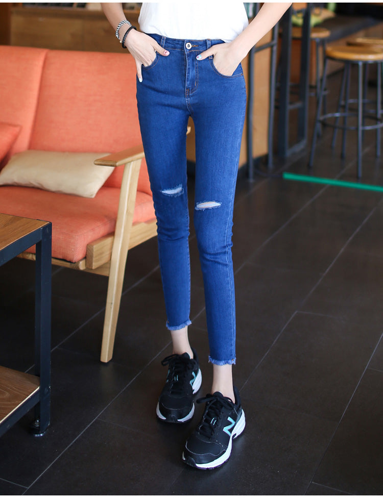 📺︎︎ CGA258-36H 膝蓋破洞九分小脚牛仔褲(2色)