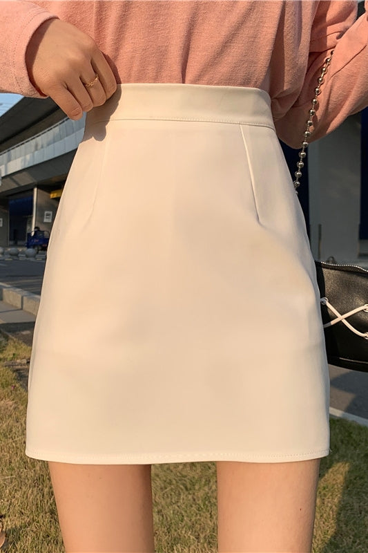 CGS131-79B 夏季基礎開叉半身裙A字裙(多色可選)