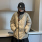 📺︎︎ CGC282-8B 拼接無領菱格羽絨棉服冬季超好看圓領外套(2色)