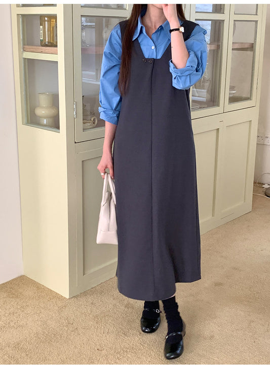 CGB0623-36H 秋冬無袖毛呢背心連衣裙(2色)