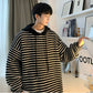 CBDD42UM-72B 條紋連帽毛衣秋冬季休閒寬鬆針織衫(2色)