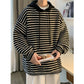 CBDD42UM-72B 條紋連帽毛衣秋冬季休閒寬鬆針織衫(2色)