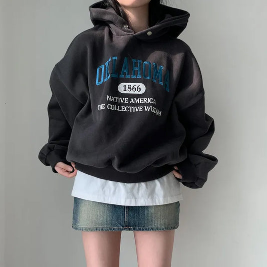 CGD7135-36H 個性字母刺繡加絨加厚上衣(4色)