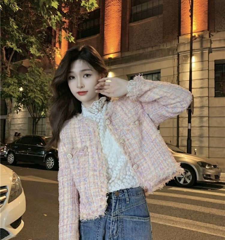 CGCK8261-1-137B 粗花呢秋冬季短款外套