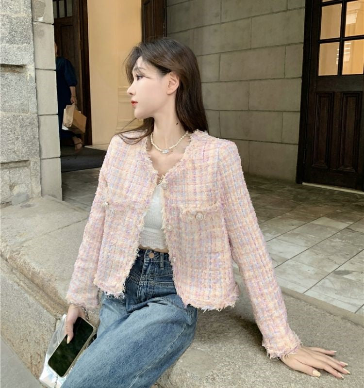 CGCK8261-1-137B 粗花呢秋冬季短款外套