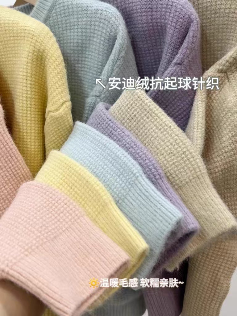 📺︎︎ CGDWJ577-49B 小香風針織紐扣開衫毛衣女秋冬季小個子寬鬆短款外套上衣(5色)
