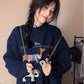 CGDY57-6B 綿羊絨秋冬季寬鬆印花圓領長袖保暖針織衫(4色)