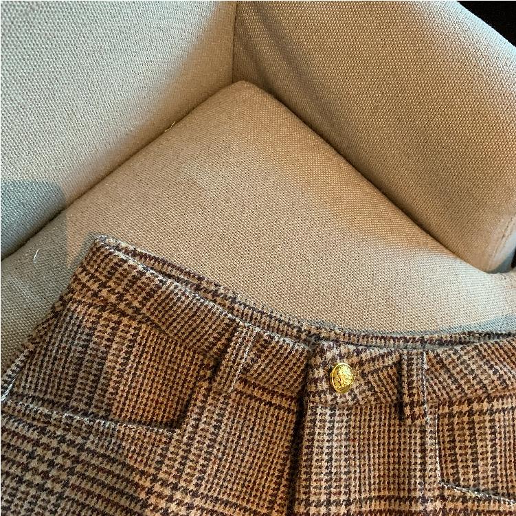 📺︎︎ CGS6063-70B 秋冬復古格子高腰短褲