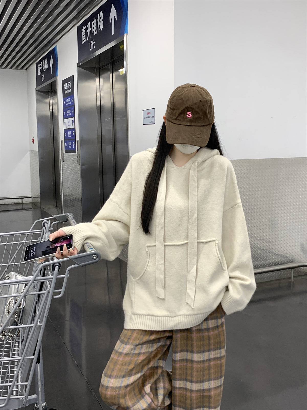 📺︎︎ CGD3239-56B 秋冬韓版寬鬆連帽口袋北極絨針織衫長袖毛衣(3色)