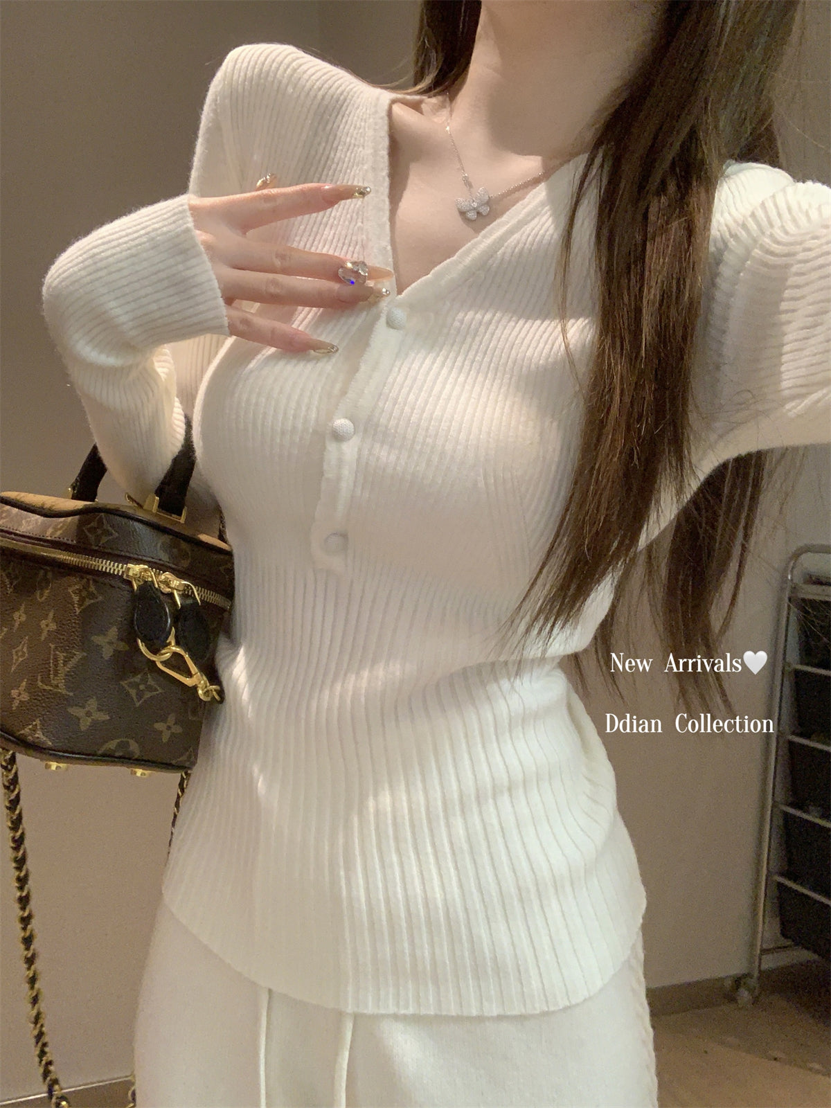 CGD7359-56B 秋冬V領安迪絨針織打底衫毛衣(5色)