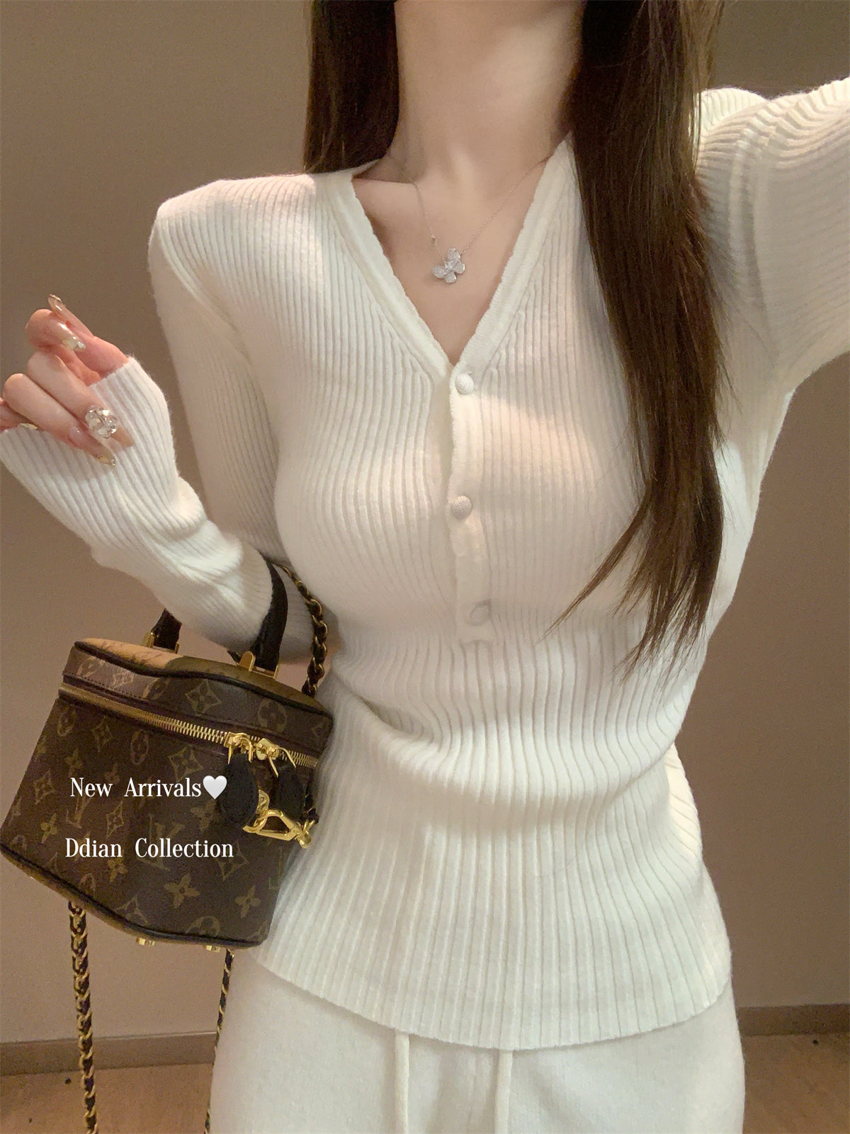 CGD7359-56B 秋冬V領安迪絨針織打底衫毛衣(5色)