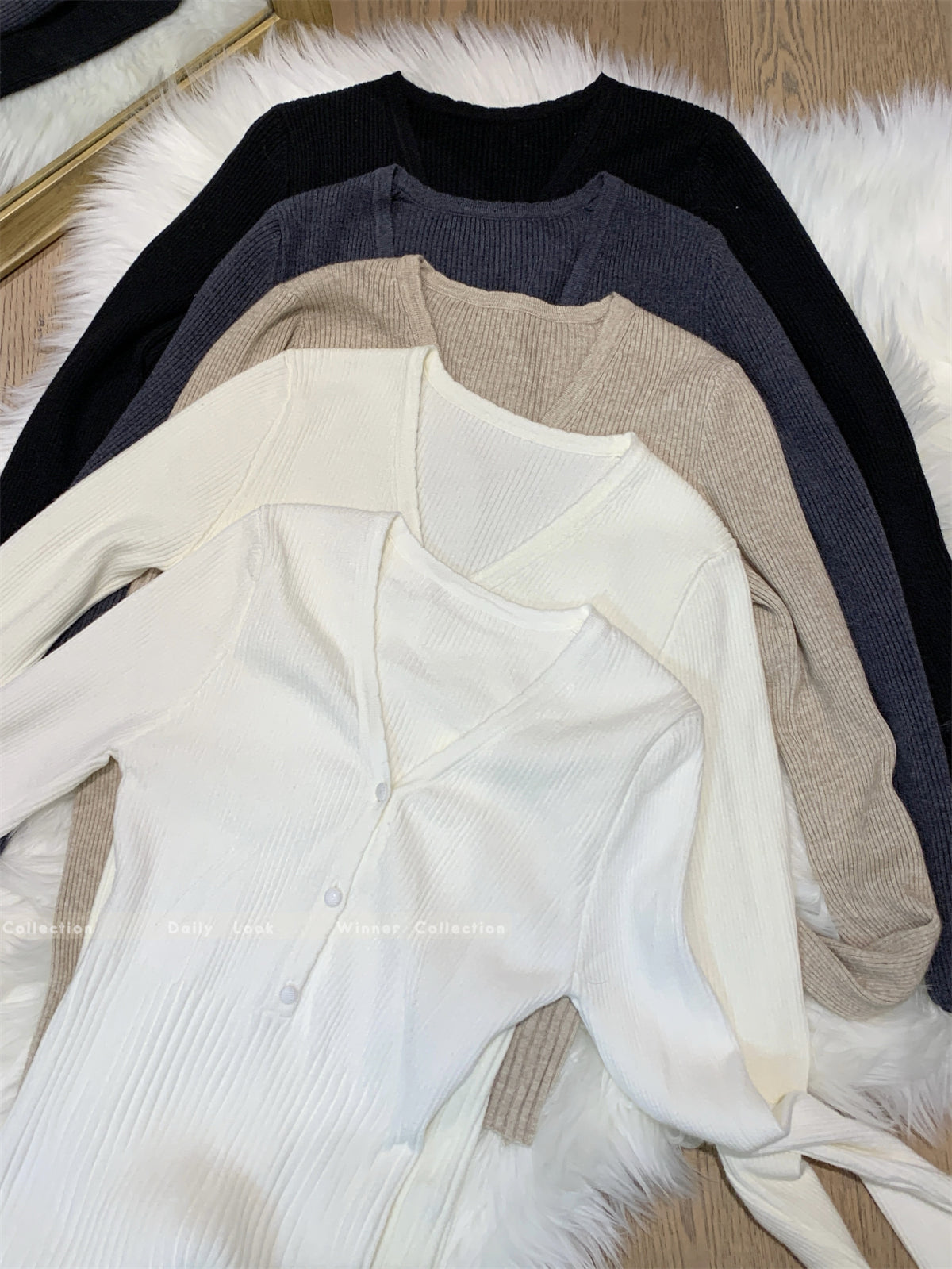 CGD7359-56B 秋冬V領安迪絨針織打底衫毛衣(5色)