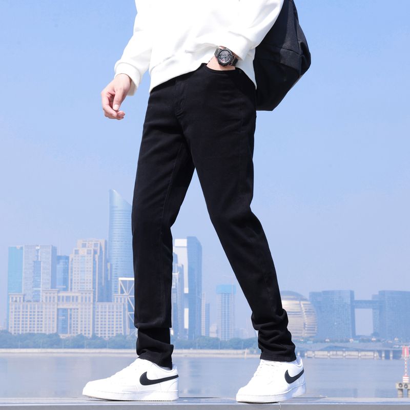 CBAT701-1B 黑色牛仔褲修身小脚冬季高端彈力褲百搭